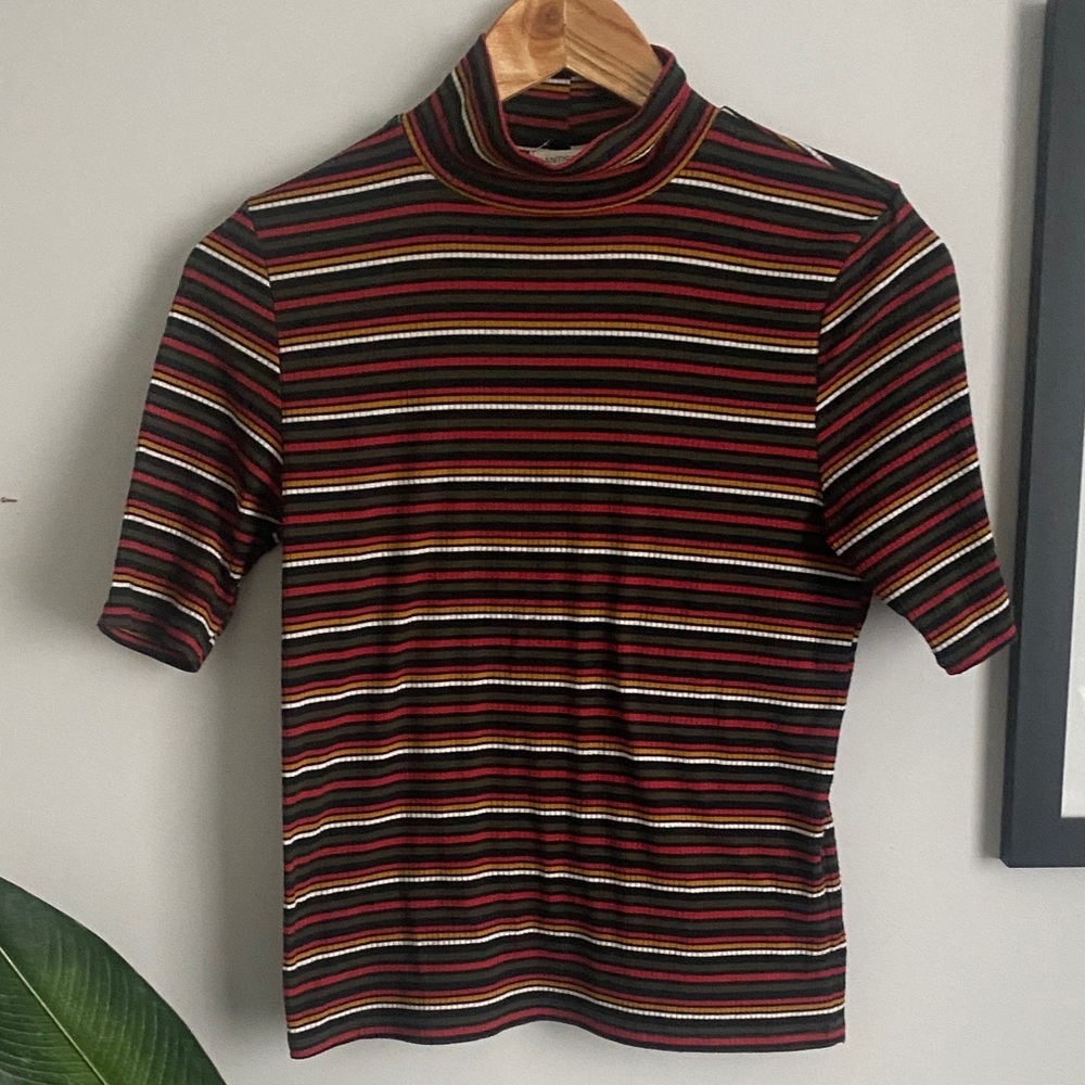Ribbed Striped Mockneck Top